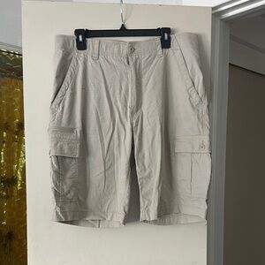 Tan Cargo Shorts with Relaxed Fit and Belt Loops